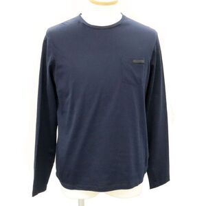 Prada Pocket Long Sleeve Cotton T-shirt M Size Navy - ACU1 2021 1653